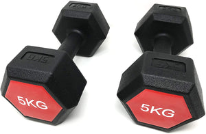 E-Deals Set of 2x5kg Portable Hand Dumbbells Hex Dumbbells Home Aerobic Fitness Training