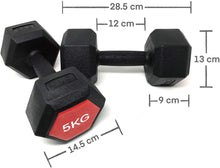 E-Deals Set of 2x5kg Portable Hand Dumbbells Hex Dumbbells Home Aerobic Fitness Training